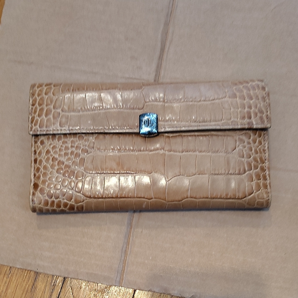Lauren Ralph Lauren Tan Croc-Embossed Wallet